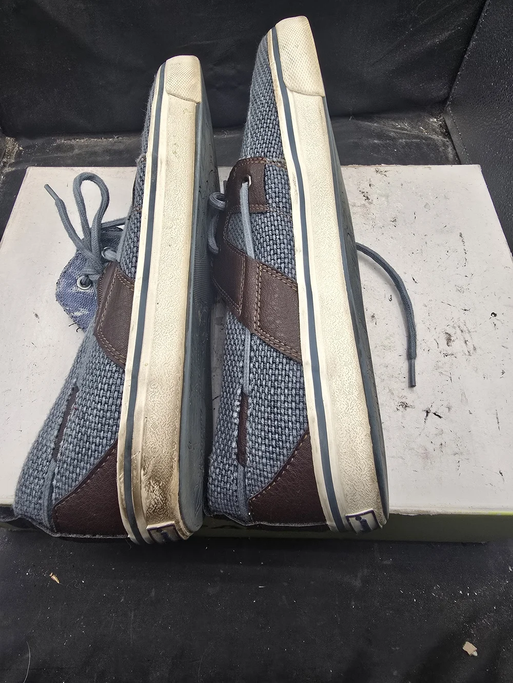Tommy Bahama Blue Canvas & Brown Trim Men's Casual Loafers